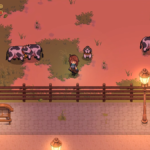 Dorf mit Kühen